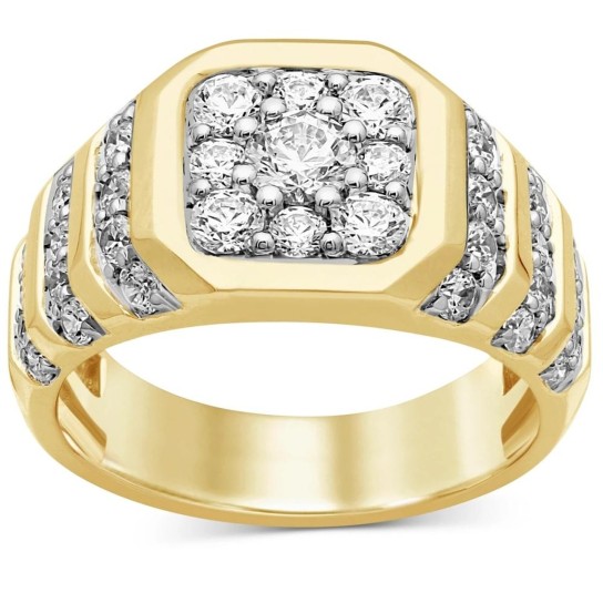 2 Ct Diamond Ring Men's Cluster Band in 10k White or Yellow Gold (G-H, I1)