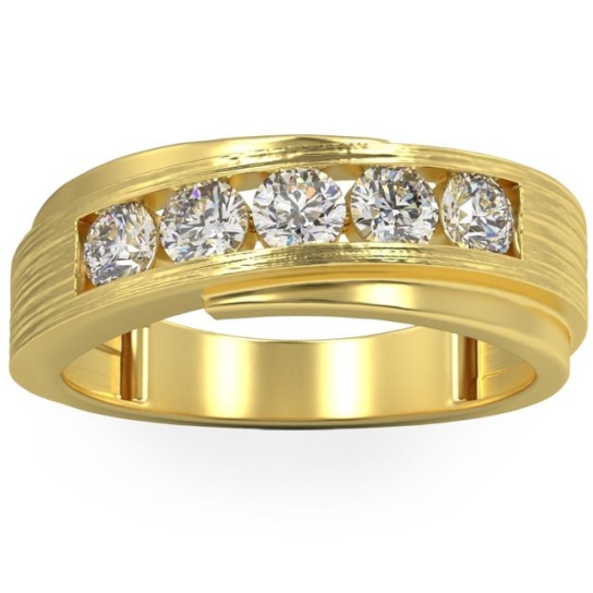 1Ct Diamond Men's Ring Brushed Wedding Band in White Rose or Yellow Gold (G-H, I1)