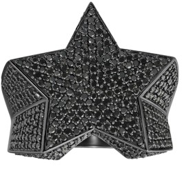 2Ct Black Diamond Star Men's Ring 10k Black Gold (Black, I2-I3)