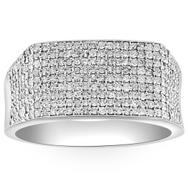 1Ct Diamond Men's White Gold Pave Wedding Ring Anniversary Band (I-J, I2-I3)