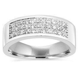 1/2Ct Round Diamond Pave Wedding Anniversary Ring 10K White Gold Lab Grown (G-H, VS)