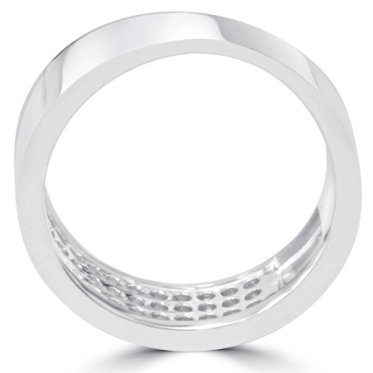 1/2Ct Round Diamond Pave Wedding Anniversary Ring 10K White Gold Lab Grown (G-H, VS)