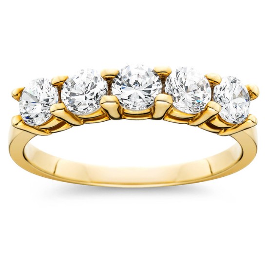 1 Ct TW Five Stone Diamond Wedding Ring in White, Yellow, or Rose Gold (G-H, I1)
