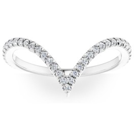 1/4Ct Diamond V Shape Ring Contour Stackable Band in White, Yellow, or Rose Gold (G-H, I1)