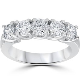 1 1/2ct Diamond Wedding Anniversary Band 14k White Gold Ring (G-H, I1)