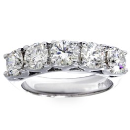 3 3/4Ct 5-Stone Lab Grown Diamond Wedding Ring 14K White Gold (G-H, VS)