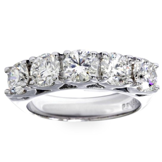 3 3/4Ct 5-Stone Lab Grown Diamond Wedding Ring 14K White Gold (G-H, VS)