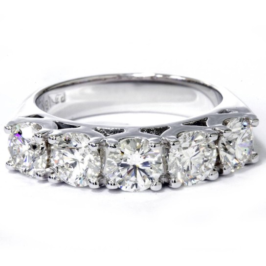 3 3/4Ct 5-Stone Lab Grown Diamond Wedding Ring 14K White Gold (G-H, VS)