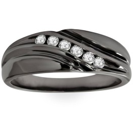 1/4Ct Men's Black Diamond Ring in Black Gold (I-J, I2-I3)