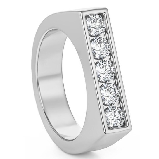 1Ct Diamond 5-Stone Men's Ring in 10k White, Yellow, or Rose Gold (G-H, I1)