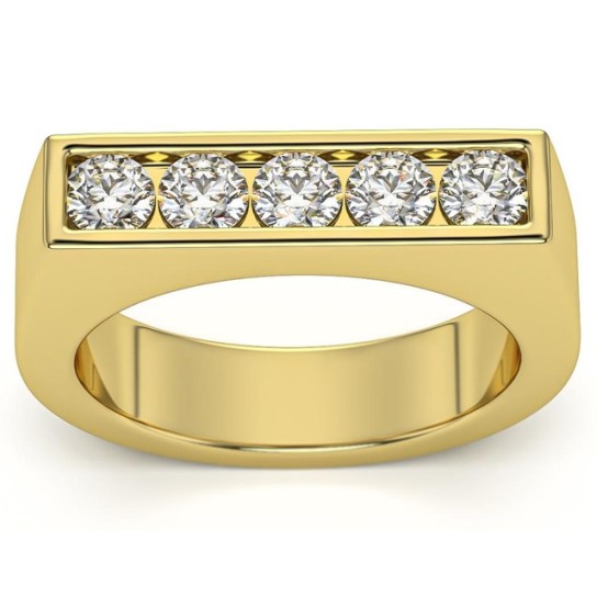 1Ct Diamond 5-Stone Men's Ring in 10k White, Yellow, or Rose Gold (G-H, I1)