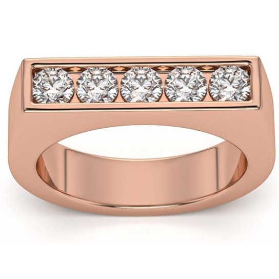 1Ct Diamond 5-Stone Men's Ring in 10k White, Yellow, or Rose Gold (G-H, I1)