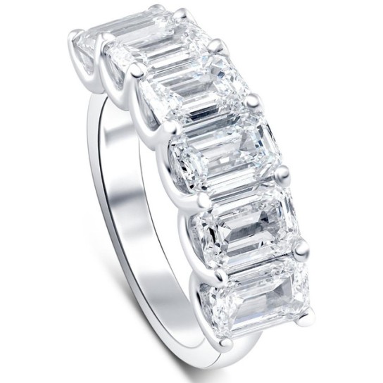 6Ct TW Emerald Cut Diamond Ring U Prong Lab Grown 14k White Yellow or Rose Gold (F-G, VS)