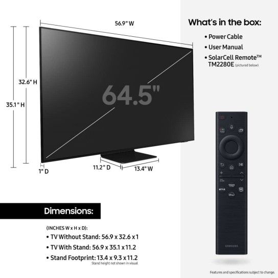 65” Class QN90B Samsung Neo QLED 4K Smart TV (2022)