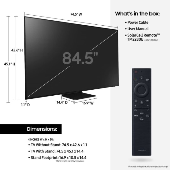 85” Class QN90B Samsung Neo QLED 4K Smart TV (2022)