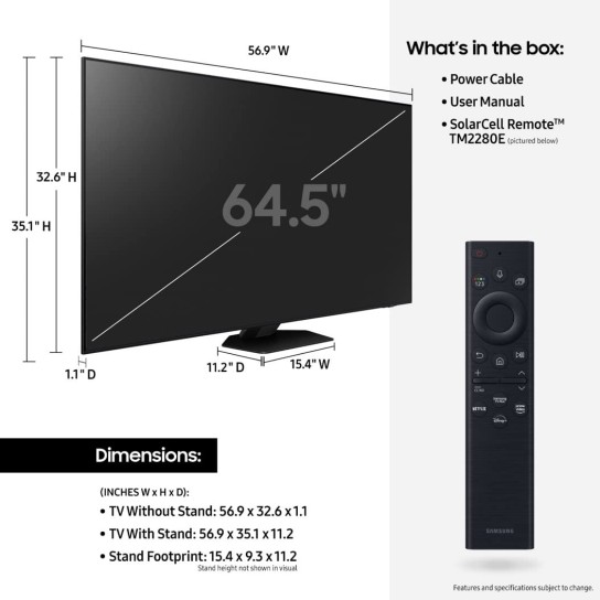 65” Class QN85B Samsung Neo QLED 4K Smart TV (2022)