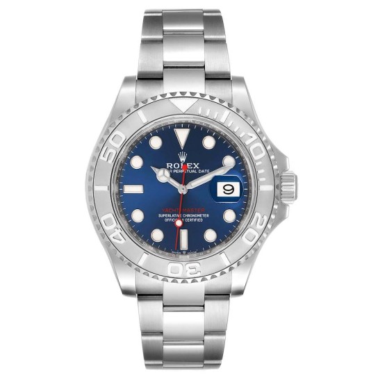 Rolex Yachtmaster Steel Platinum Blue Dial Mens Watch 126622 Box Card