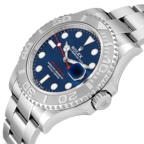 Rolex Yachtmaster Steel Platinum Blue Dial Mens Watch 126622 Box Card