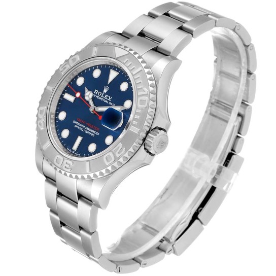 Rolex Yachtmaster Steel Platinum Blue Dial Mens Watch 126622 Box Card