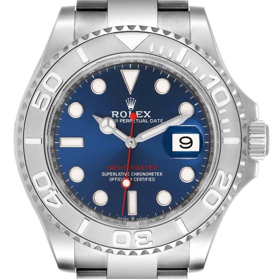 Rolex Yachtmaster Steel Platinum Blue Dial Mens Watch 126622 Box Card