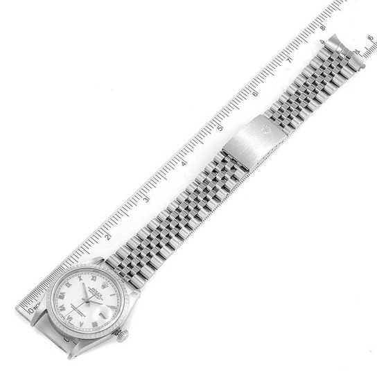 Rolex Datejust White Dial Jubilee Bracelet Steel Mens Watch 16220 Box Papers