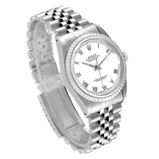 Rolex Datejust White Dial Jubilee Bracelet Steel Mens Watch 16220 Box Papers