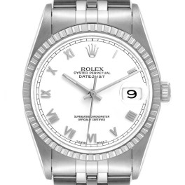 Rolex Datejust White Dial Jubilee Bracelet Steel Mens Watch 16220 Box Papers