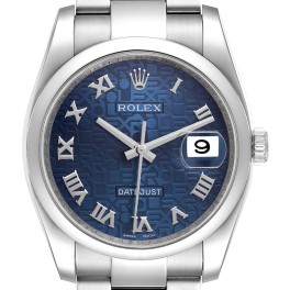 Rolex Datejust 36 Blue Anniversary Dial Steel Mens Watch 116200 Box Card
