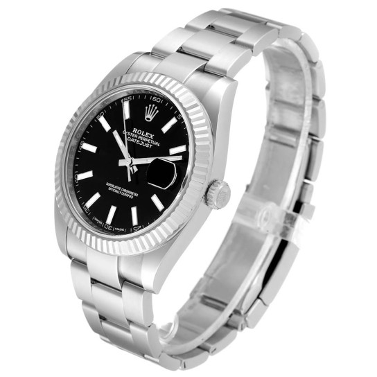 Rolex Datejust 41 Steel White Gold Black Dial Mens Watch 126334 Box Card