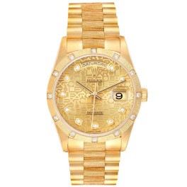 Rolex President Day-Date 18K Yellow Gold Diamond Mens Watch 18308