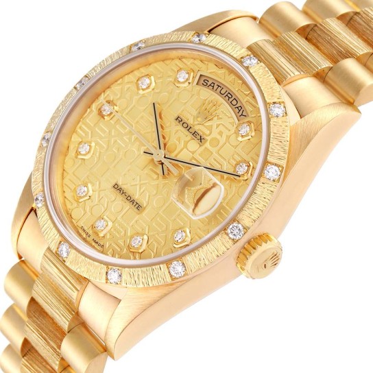 Rolex President Day-Date 18K Yellow Gold Diamond Mens Watch 18308