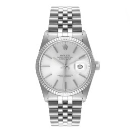 Rolex Datejust Steel White Gold Silver Dial Vintage Mens Watch 16014