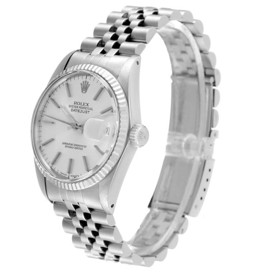 Rolex Datejust Steel White Gold Silver Dial Vintage Mens Watch 16014