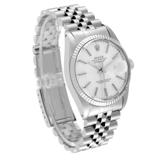Rolex Datejust Steel White Gold Silver Dial Vintage Mens Watch 16014