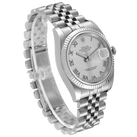 Rolex Datejust Steel White Gold Silver Dial Mens Watch 116234 Box Papers