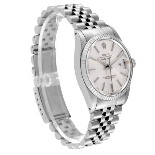 Rolex Datejust Steel White Gold Silver Dial Vintage Mens Watch 16014