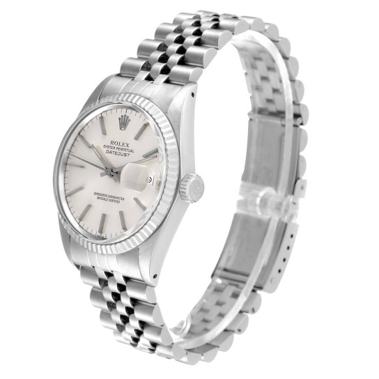 Rolex Datejust Steel White Gold Silver Dial Vintage Mens Watch 16014