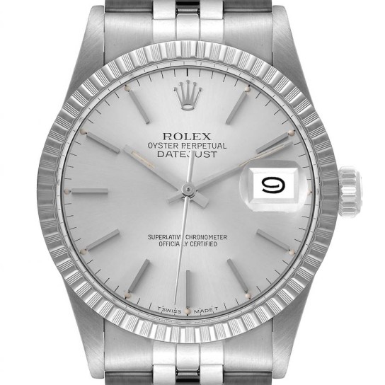 Rolex Datejust Silver Dial Vintage Steel Mens Watch 16030 Box Papers