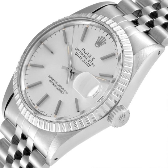Rolex Datejust Silver Dial Vintage Steel Mens Watch 16030 Box Papers