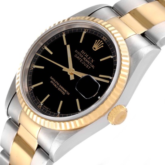 Rolex Datejust Stainless Steel Yellow Gold Mens Watch 16233 Box Papers