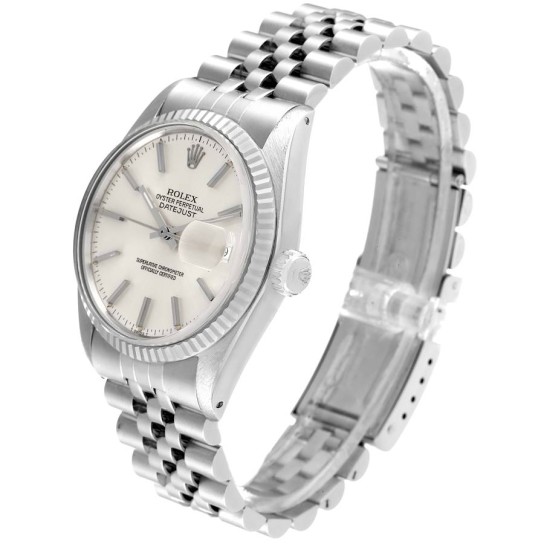 Rolex Datejust Steel White Gold Silver Dial Vintage Mens Watch 16014