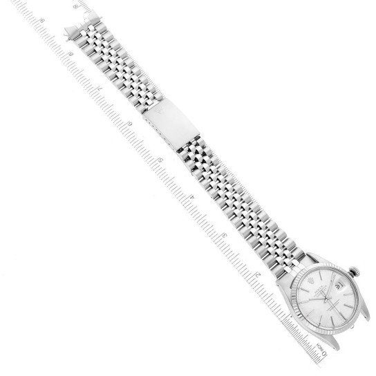 Rolex Datejust Steel White Gold Silver Linen Dial Vintage Watch 16014