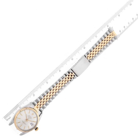 Rolex Datejust Steel Yellow Gold Silver Dial Vintage Mens Watch 16013 Box Papers