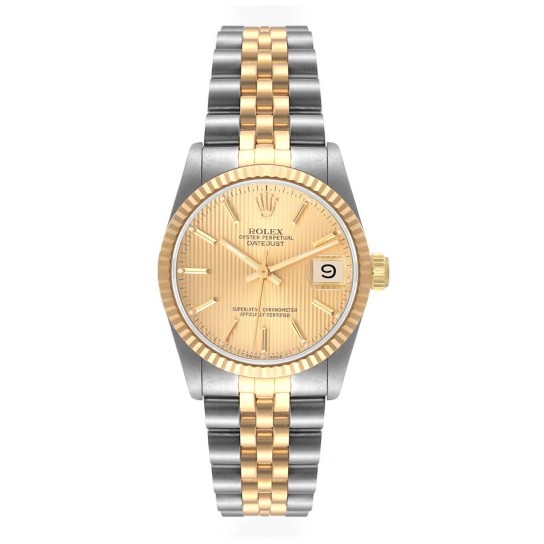 Rolex Datejust Midsize Steel Yellow Gold Tapestry Dial Ladies Watch 68273