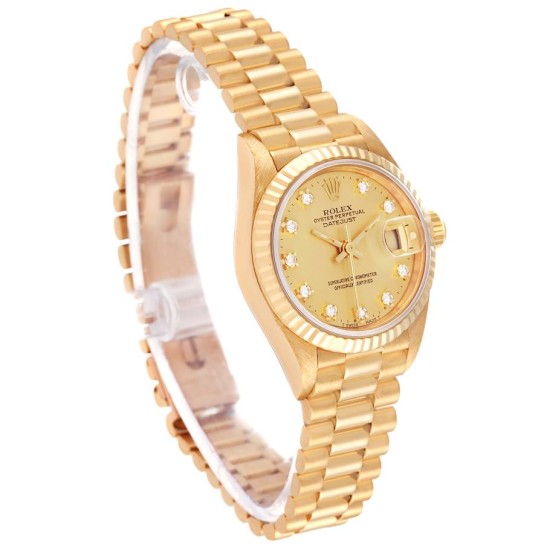 Rolex President Datejust Yellow Gold Diamond Dial Ladies Watch 69178 Box Papers