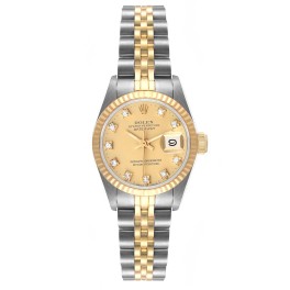 Rolex Datejust 26mm Steel Yellow Gold Diamond Ladies Watch 69173 Box Papers