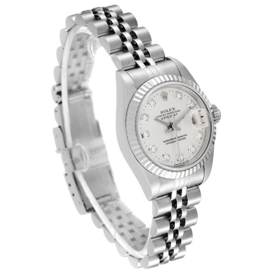 Rolex Datejust Steel White Gold Diamond Dial Ladies Watch 69174