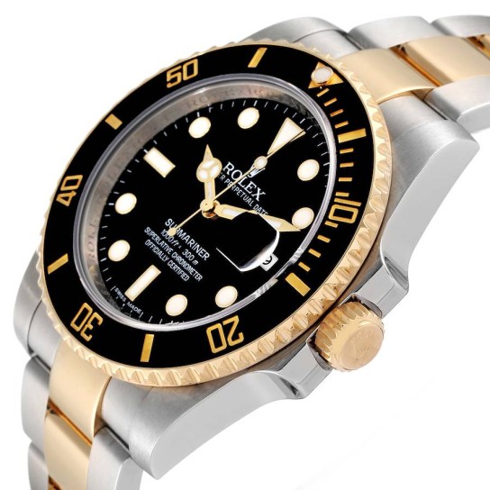 Rolex Submariner Steel Yellow Gold Black Dial Mens Watch 116613