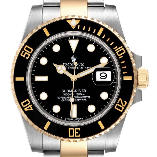 Rolex Submariner Steel Yellow Gold Black Dial Mens Watch 116613