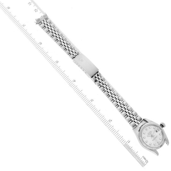 Rolex Datejust Steel White Gold Diamond Dial Ladies Watch 79174 Box Papers